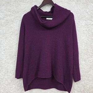 Margaret Winters Cowl Neck Sweater‎ Womens XS Purple Cozy Textured Knit Layer